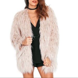 Women's Long Sleeve Fluffy Faux Fur Warm Coat